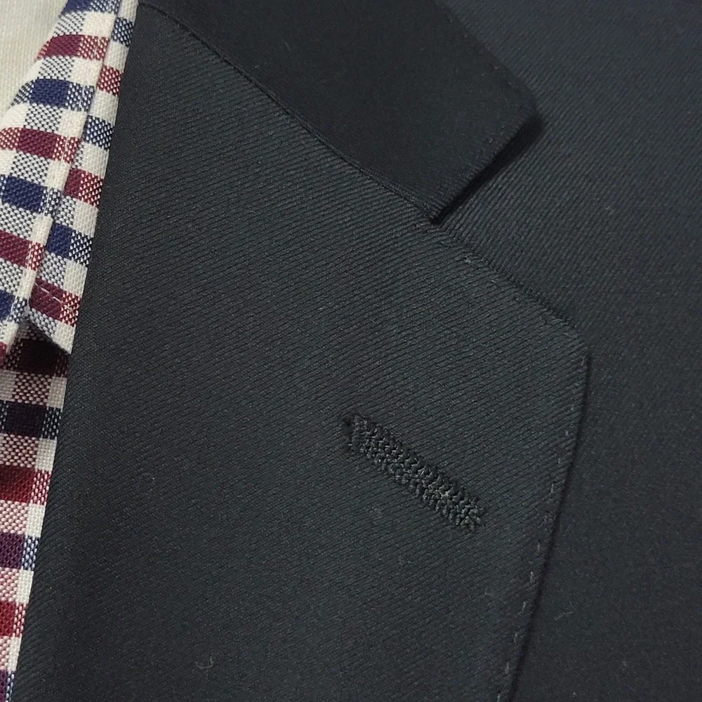 Hart Schaffner Marx Men's Sport Coat Blazer Two Button‎ Black Twill Wool 44L